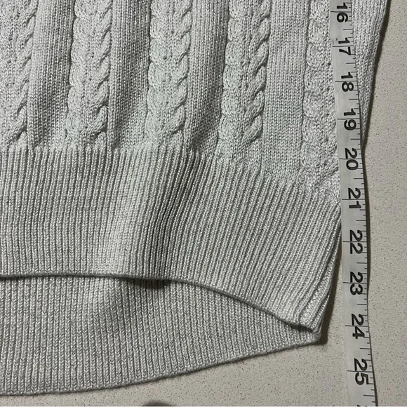 Athleta Crossroads Crew Sweater In Bright White Metallic Cable Knit H - Picture 10 of 12